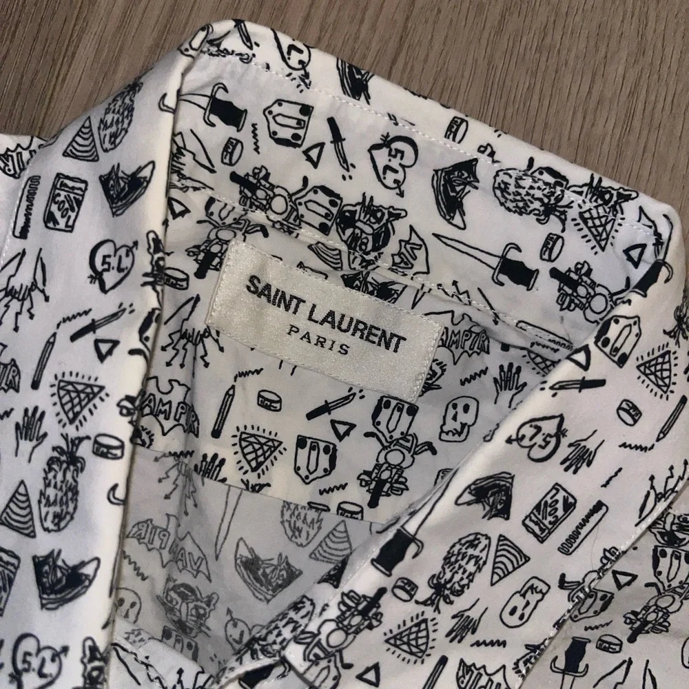 Saint Laurent Vampire Skull Print Dress Shirt - Picture 6 of 12